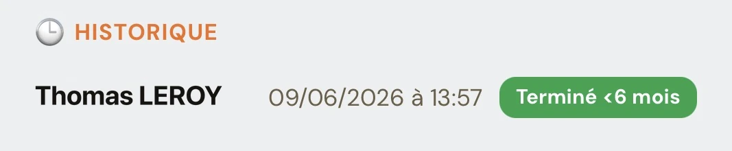 Porteo — filtre par historique et date
